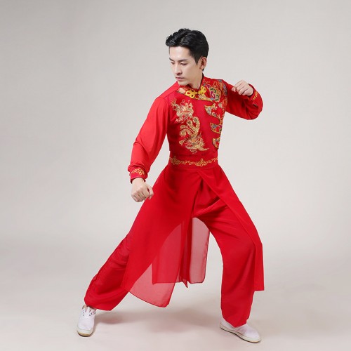 Chinese Dragon Yangge Drummer performance costumes for women and men lion drumming clothes Chinese drums dance suit for male and female 